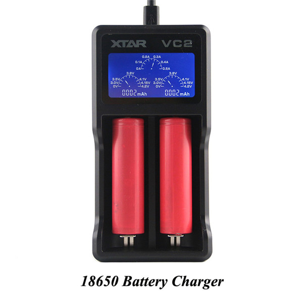 New 2019 Original XTAR VC2 Universal Chager Dual Slot LCD 18650 Battery Chager Fit Rechargeable 18350/18500/18650/18700/26650 Battery