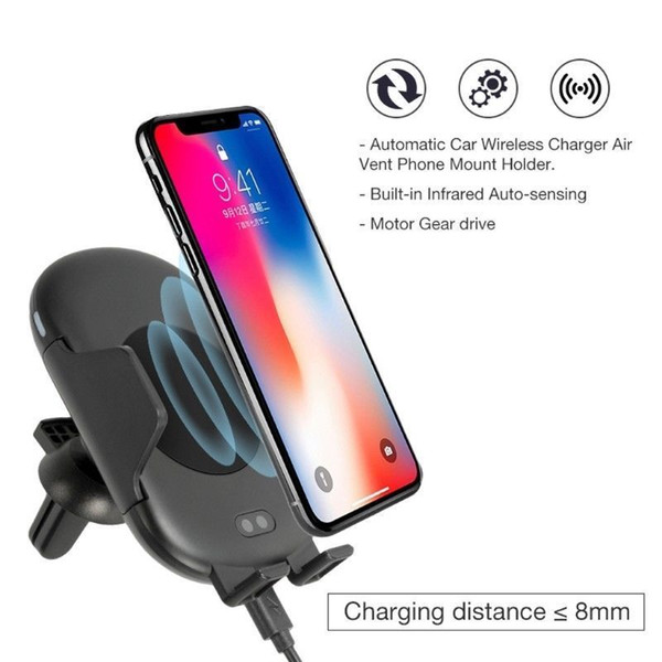 10W Fast Infrared Sensor Automatic Clamping Car Air Vent Mount Holder Qi Wireless Charger