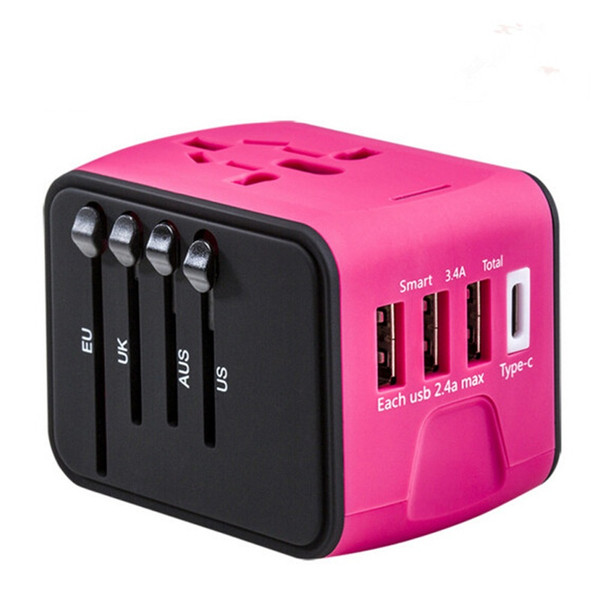 Universal All-in-one USB Travel Adapter Power Adapter with 3-port USB 1 Type C portable Charger Wall Outlet Plugs For business travel