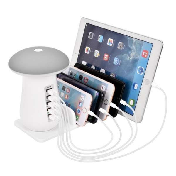 The new mushroom lamp multi-port usb charging bracket is suitable for apple android phone 3.0 charger with night light