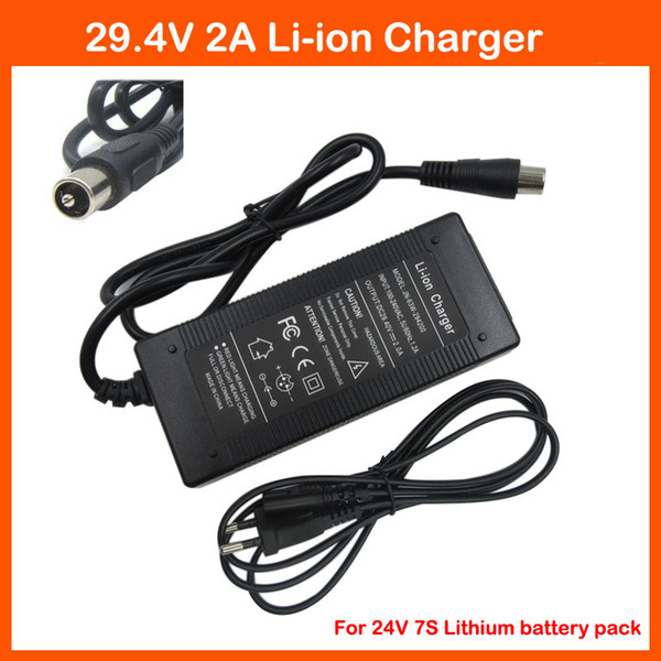 29.4V 2A Li ion Battery charger RCA Port 24V 2A for 24V 7S Lithium Li-ion ebike bicycle electric bike battery charger