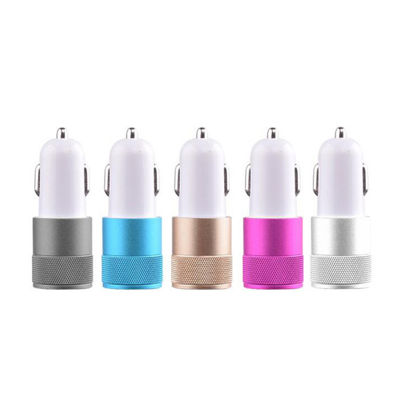 Universal Colorful Car Phone Mini Charger Round/Square Quick Charge Adapter 2.1A/1.0A Micro auto power Adapter Nipple Dual USB 2 Port