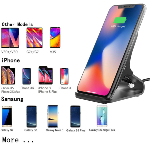 Wireless Charger, Qi Certified 10W Fast Wireless Charging Stand Compatible iPhone 8/8P /X/XS/X MAS and All Qi-Enabled Device