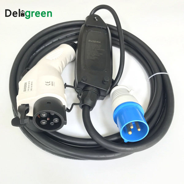 16A Duosida EVSE charger J1772 plug Type 1 CCS 1 Blue CEE Connector Electric Car Portable Charger Leve1 Model 1