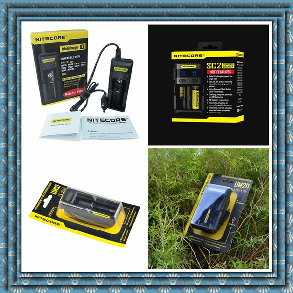 100% Original authentic Nitecore UM10 UM20 I1 F1 SC2 charger for 18650 14500 17670 18490 17500 17335 16340 CR123 battery LCD Display DHL