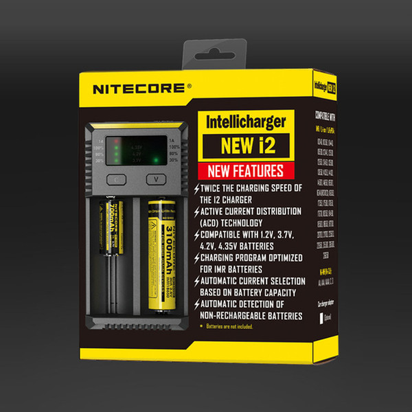 Hot! Nitecore I2 Display Battery Charger Universal Nitecore Charger & Charging Cable & Retail Package DHL free shipping