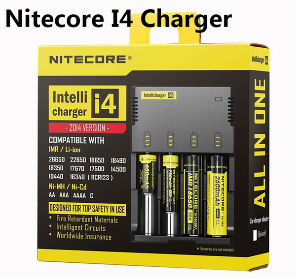 Nitecore I4 Charger with LCD Display Universal e cigs electronic cigaretters Smart Battery Charger car For 18650 14500 16340 26650 Batteries