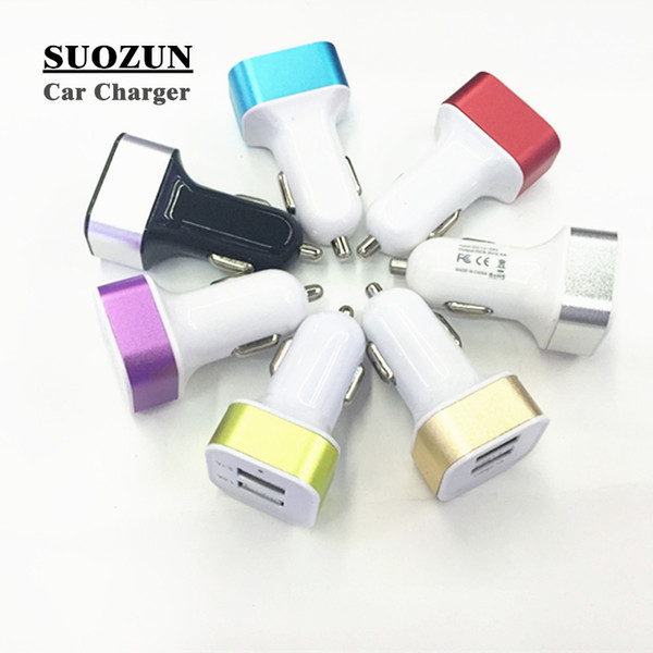 SUOZUN Dual USB Port Car Charger Universal 12 Volt / 1 ~ 2 Amp for Apple iPhone iPad iPod / Samsung Galaxy Droid Nokia Htc