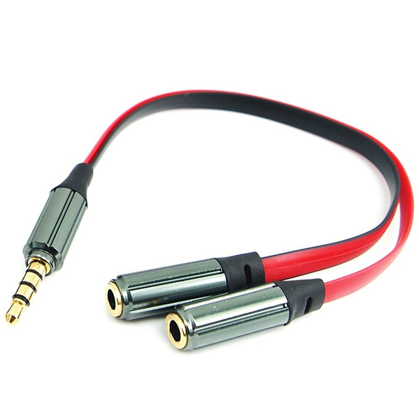 3.5mm Stereo Audio Y Splitter Cable Adapter Plug 4 pole Jack 1 to 2 Audio cable Y splitter 16cm free shipping 2018 hot sales high quality