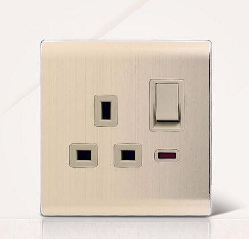 Siemens UK GB Switch Socket AC 13A Metal Panel 1W Wall Connector With LED On-Off