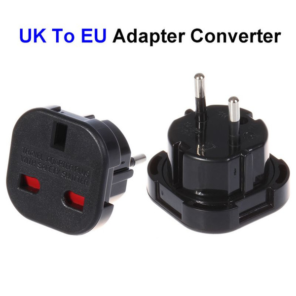 High Quality Black UK To EU Plug Adapter United Kingdom To European AC Travel Power Adapter Converter