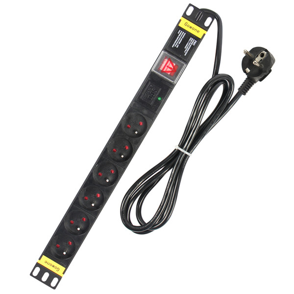 Gowone PDU France standard power distribute unit 6 way outlets with control switch F102 5m/3m cabel