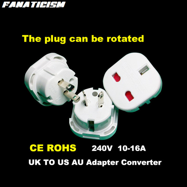 Fanaticism Top Quality Black White Universal Travel AC Power Socket 9628 UK To US AU Plug Adapter Converter Electrical Plug Adaptor