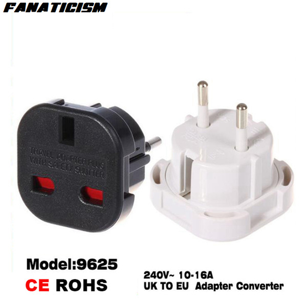 Fanaticism Universal Travel AC Power Socket 9625 UK To EU Plug Adapter Converter Plug European safety Electrical switch plug