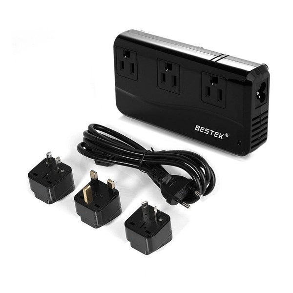 BESTEK Universal Travel Adapter converter with 6A 4-Port USB Charging and UK/AU/US/EU Worldwide Plug Adapter--Black color