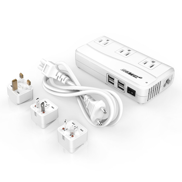 BESTEK Universal Travel Adapter 220V to 110V Voltage Converter with 6A 4-Port USB Charging and UK/AU/US/EU Worldwide Plug Adapter