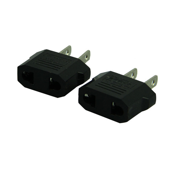 500PCS FSHTI US to EU EU TO US Power Plug Converter Adapter Adaptor USA to European Black Plastic Travel Converter