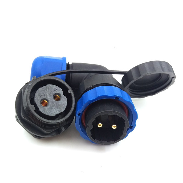 SD20 2pin Waterproof Power Cable Connector, 25A 250V Right Angle High Voltage Electronic Aviation Connectors, IP68 LED Power Plug Socket