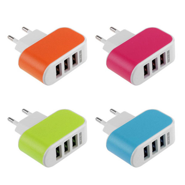 Hot selling eu us plug usb wall charger 5v 3A usb charger 3 port for samsung iphone lg