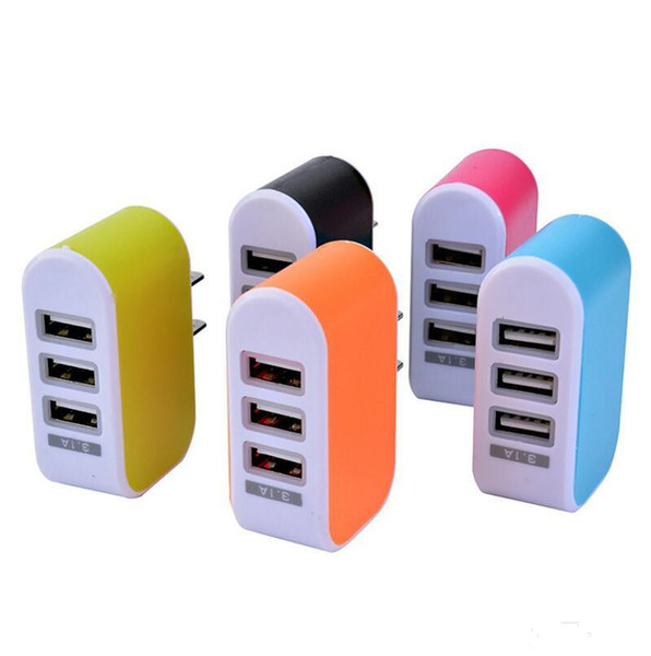 Candy 3 USB wall charger travel Adapter us plug Power Adaptor with triple USB Ports For iphone 7 samsung S8 Mobile Phone