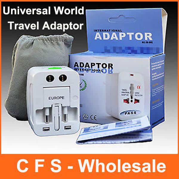 US EU AU UK To Universal All-In-One World Travel AC Power Plug Adapter Convertor with retail packaging 100pcs Lot DHL Free shipping