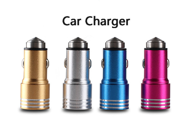 3.1A dual USB car charger Round Aluminum Metal Safety Hammer Charger Adapter For Phone Ipad