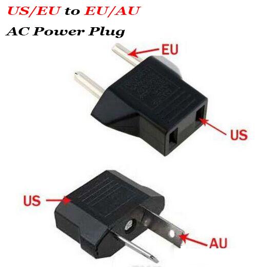 Free Epacket, US/EU to EU AU AC Power Plug Converter Adapter Adaptor USA to European Black Plastic Travel Converter Max 2200W Two Pins