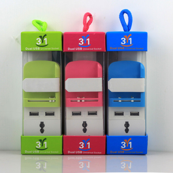 Multifunction US EU UK Plug Adaptor All in One USB / AC Power Adapter Travel / Home Daul Color with Retail Package 20pcs/up