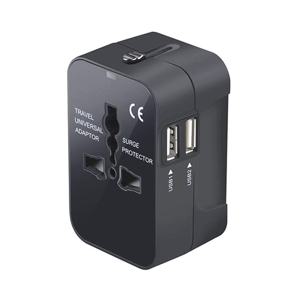 World Wide 100-250V 6A Universal Travel Adapter US/EU/UK/AU Multi Plug Charger With Dual USB 2 Ports