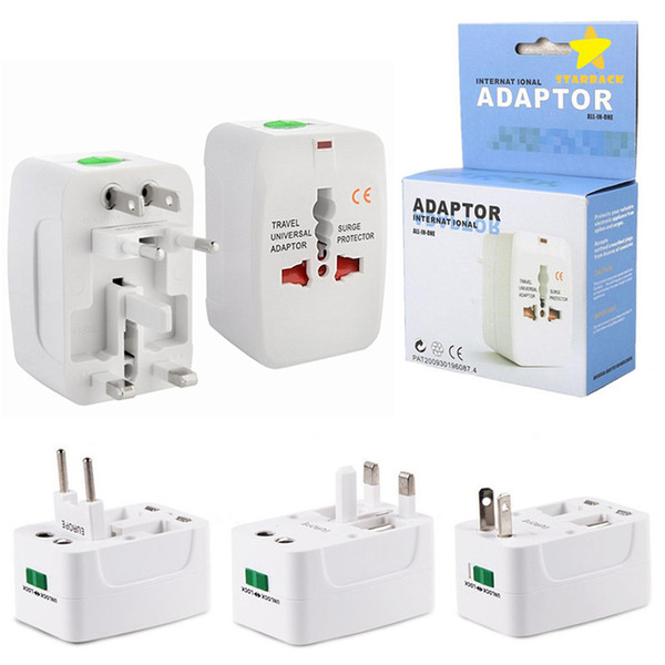 International Travel Power Adapter Universal Wall Charger for Plug Surge Protector with Retail Package (US UK EU AU AC Plug)