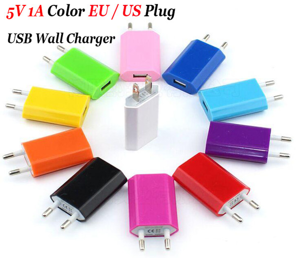 DHL 5V 1000mah Color EU US Plug USB Wall Charger AC Power Adapter Wall Charger US UK Plug USB Wall Adapter USB Charger for E Cigarette ego-c