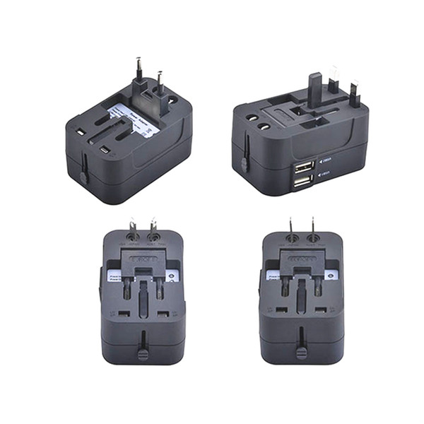 World Wide 100-250V 6A Universal Travel Adapter US/EU/UK/AU Multi Plug Charger With Dual USB 2 Ports