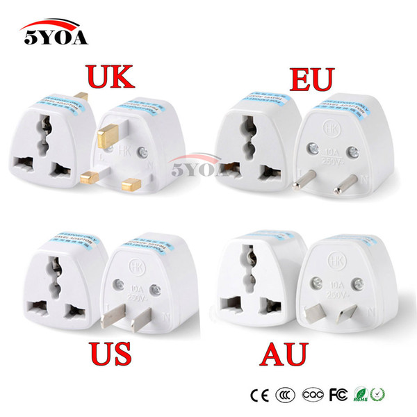 1PC Universal US UK AU To EU Plug USA To Euro Europe Travel Wall AC Power Charger Outlet Adapter Converter 2 Round Socket Pin