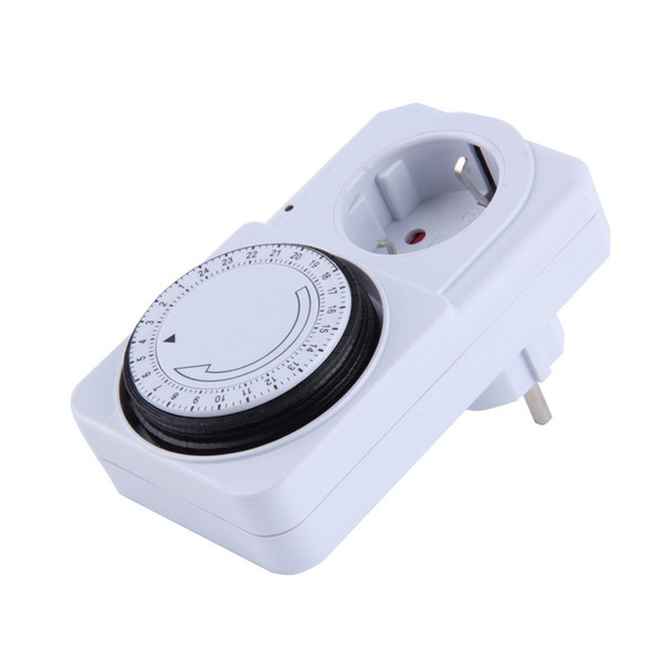 24 Hour Mechanical Electrical Plug Program Timer Power Switch Socket Energy Saver EU Plug White Color