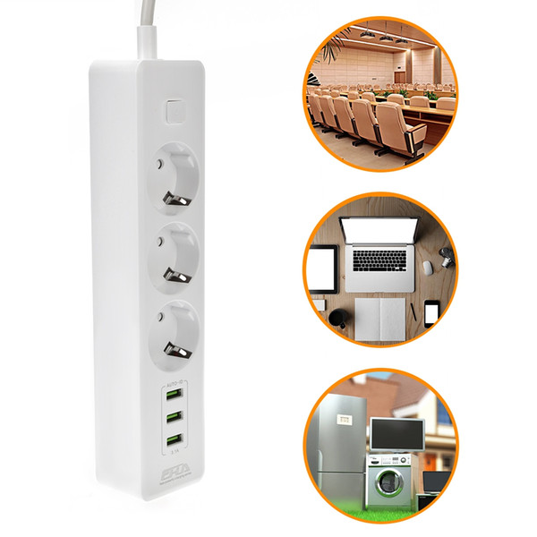 Multifunctional Power Strip 3 Outlet 3 USB Port Socket Plug