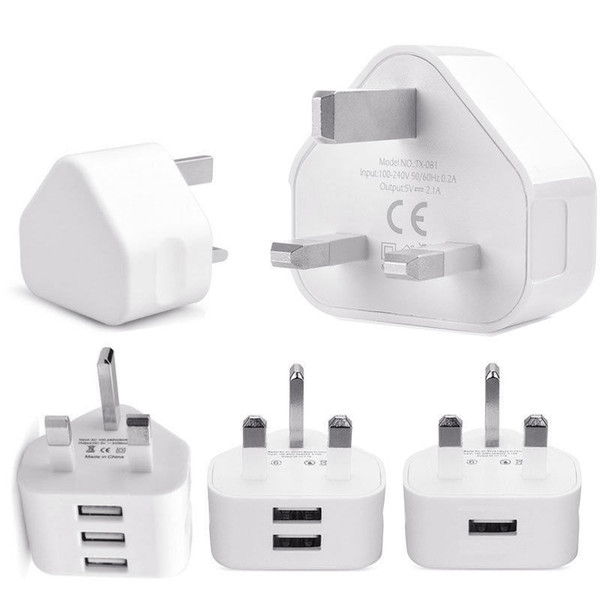 Universal 1/2/3-Port USB UK Plug 3 Pin Wall Charger Adapter with USB Ports Travel Charger Charging for Phone iPad