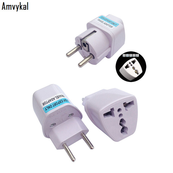 Amvykal International Universal UK AU US to EU Plug Adaptor Brazil Italy AC Power Embedded Plug Adapter Travel Converter Plug