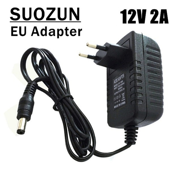SUOZUN 12V 2A AC 100V-240V Converter Adapter DC 12V 2A 2000mA Power Supply US Plug 5.5mm x 2.1-2.5mm for LED CCTV