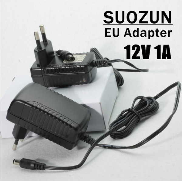 SUOZUN 110V-240V to 12V 1A AC DC EU Adapter Power Supply Charger EU US Plug 5.5mmx2.1-2.5mm Jack