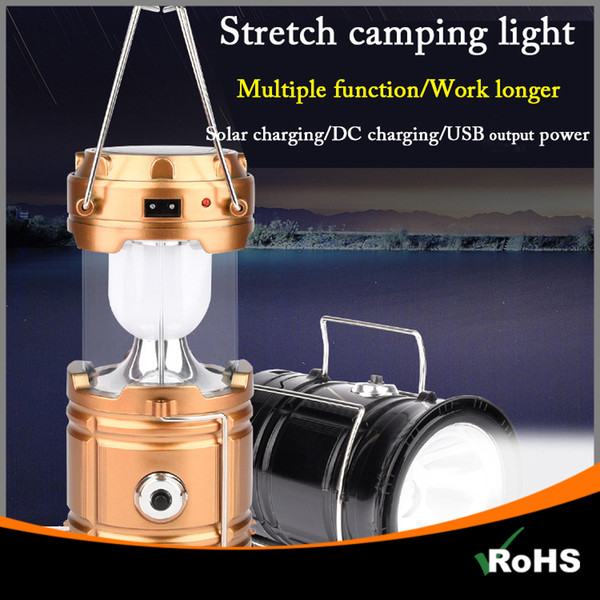 LookDream Collapsible Tent lamp camping light hiking lantern with solar charging building Li battery USB power Bank by DHL Free