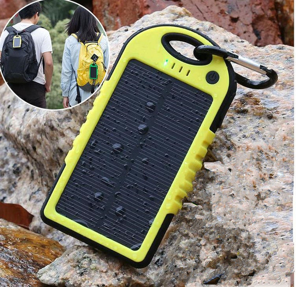 5000mAh solar power Charger and Battery solar panel waterproof shockproof Dustproof portable power bank for Mobile Cellphone Laptop Camera