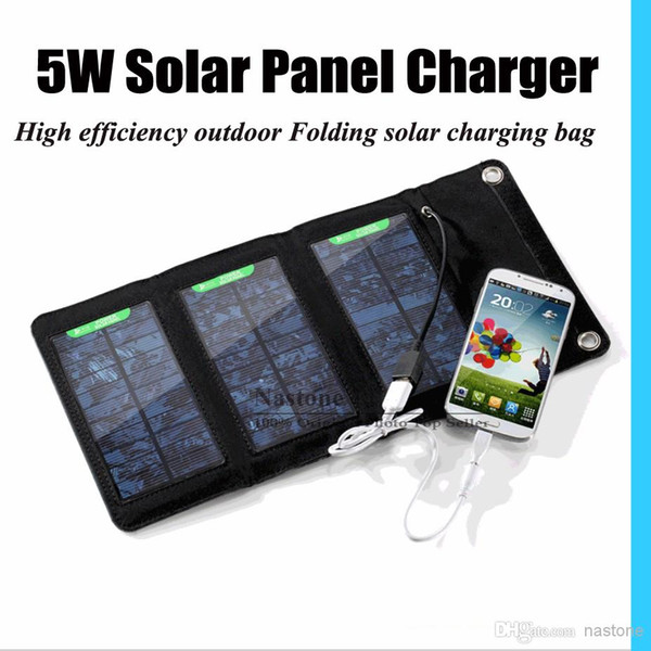 wholesale solar charger 5W High efficiency outdoor Folding solar charger bag solar panel charger For Mobilephone Power Bank MP3/4 Free