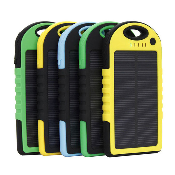 5000mAh Solar Charger and Battery Solar Panel portable power bank for Cell phone Laptop Camera MP4 With Flashlight waterproof shockproof