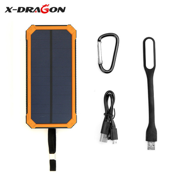 Solar Charger Waterproof Solar Power Bank Charge Phones Tablets for Camping Hiking Climbing Outdoors