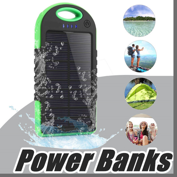 5000mAh Solar power Charger and Battery Solar Panel waterproof shockproof Dustproof portable power bank for Mobile Cellphone iphone 7 B-YD