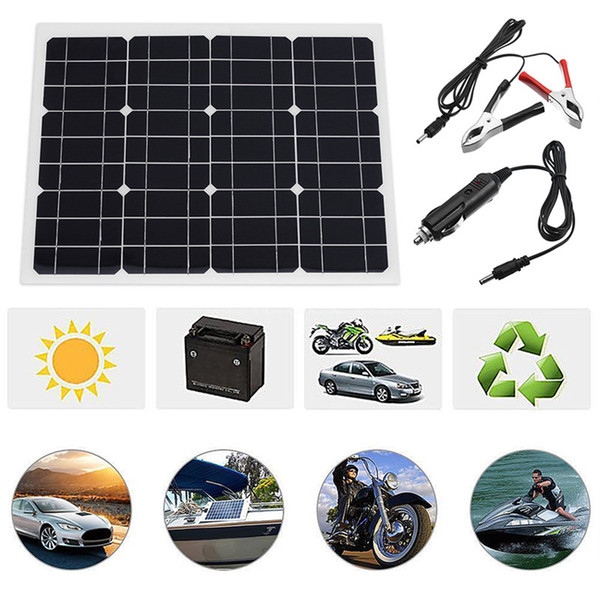 40W Watt Extremely Flexible Monocrystalline Solar Panel Charge Battery Clips for Boat Car Power Supply USB