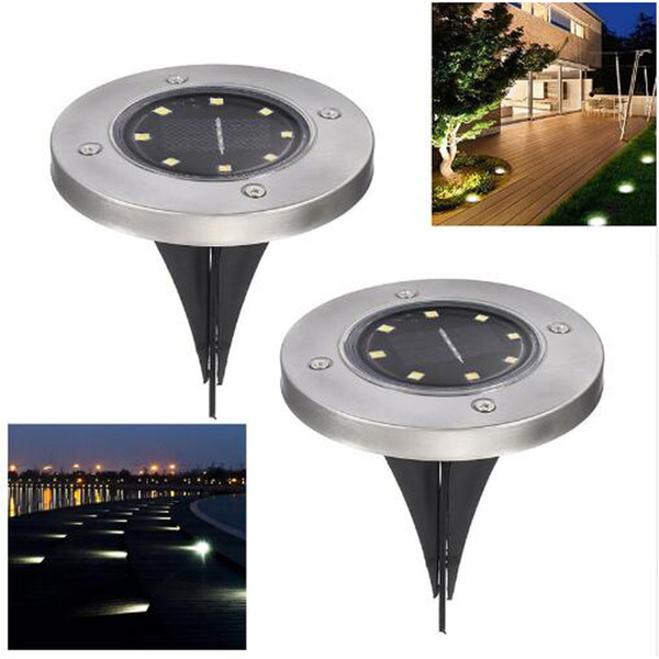 8 LED Solar Power Buried Cool White Light for Ground Lamp Outdoor Path Way Garden Emergency Decking Underground Lamps DHL free