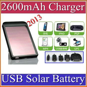 2600mAh USB Solar Battery Panel Charger for Phone MP3 MP4 PD with retail box 100pcs/lot