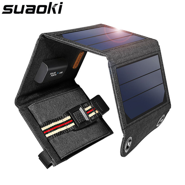 Suaoki 7W Solar Panel 5V USB Output Portable Foldable Power Bank Solar Charger for Smartphone