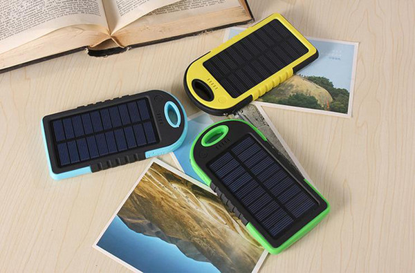 1PCS solar power Charger 5000mAh Dual USB Battery solar panel waterproof shockproof portable Outdoor Travel Enternal powerbank for cellphone